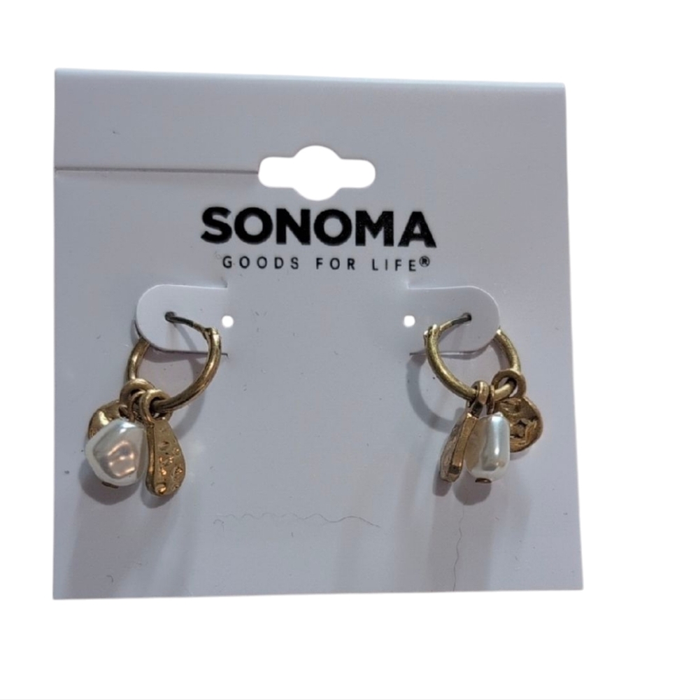 Sonoma Gold and White Dainty Charm Earrings